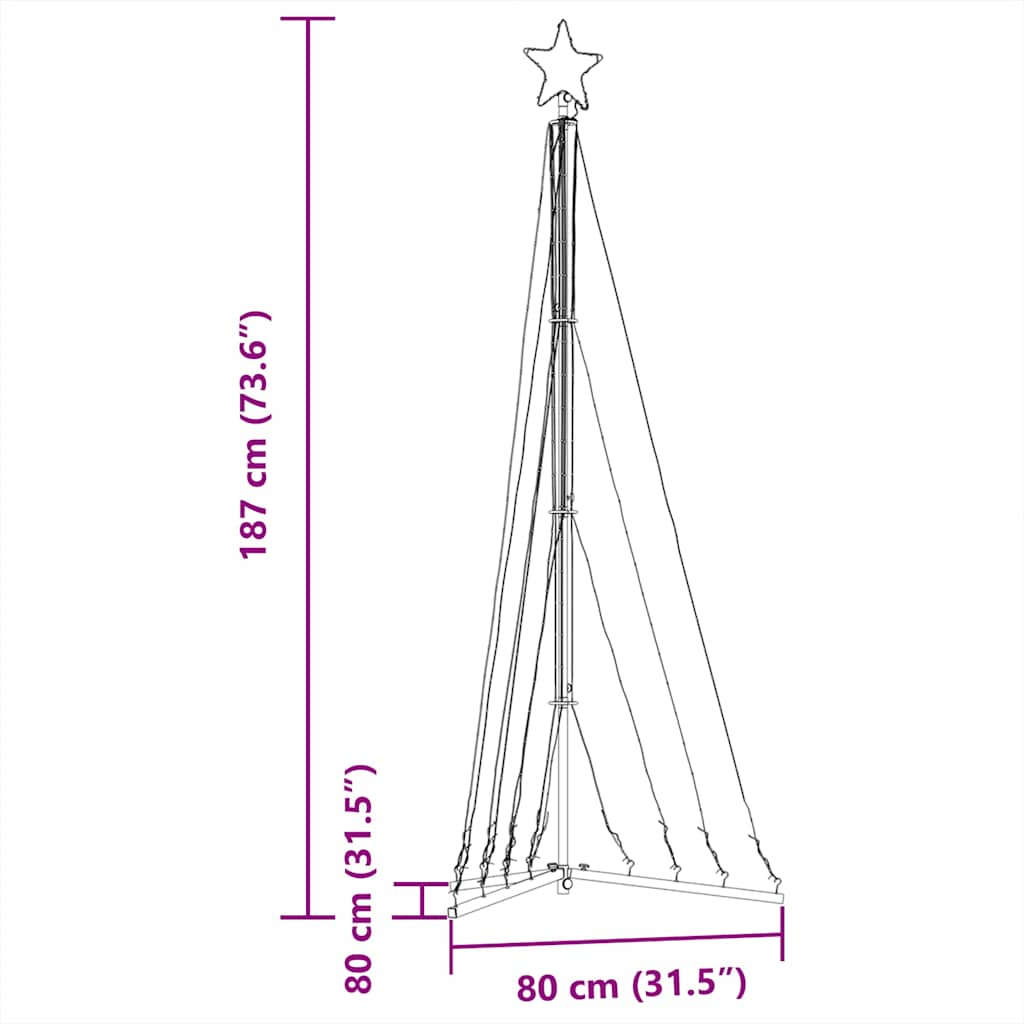 vidaXL Luces para árbol de Navidad 339 LED azul 187 cm