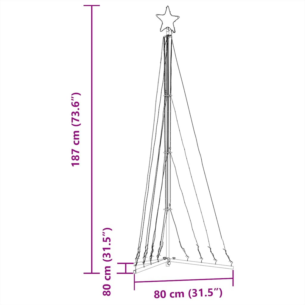 vidaXL Luces para árbol de Navidad 339 LEDs de colores 187 cm