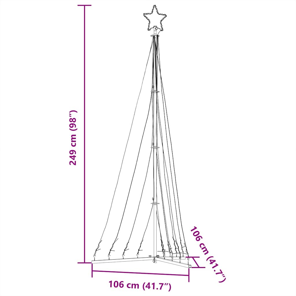 vidaXL Luces para árbol de Navidad 447 LEDs blanco cálido 249 cm