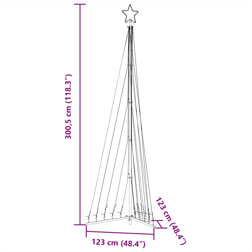 vidaXL Luces para árbol de Navidad 495 LEDs blanco cálido 300,5 cm