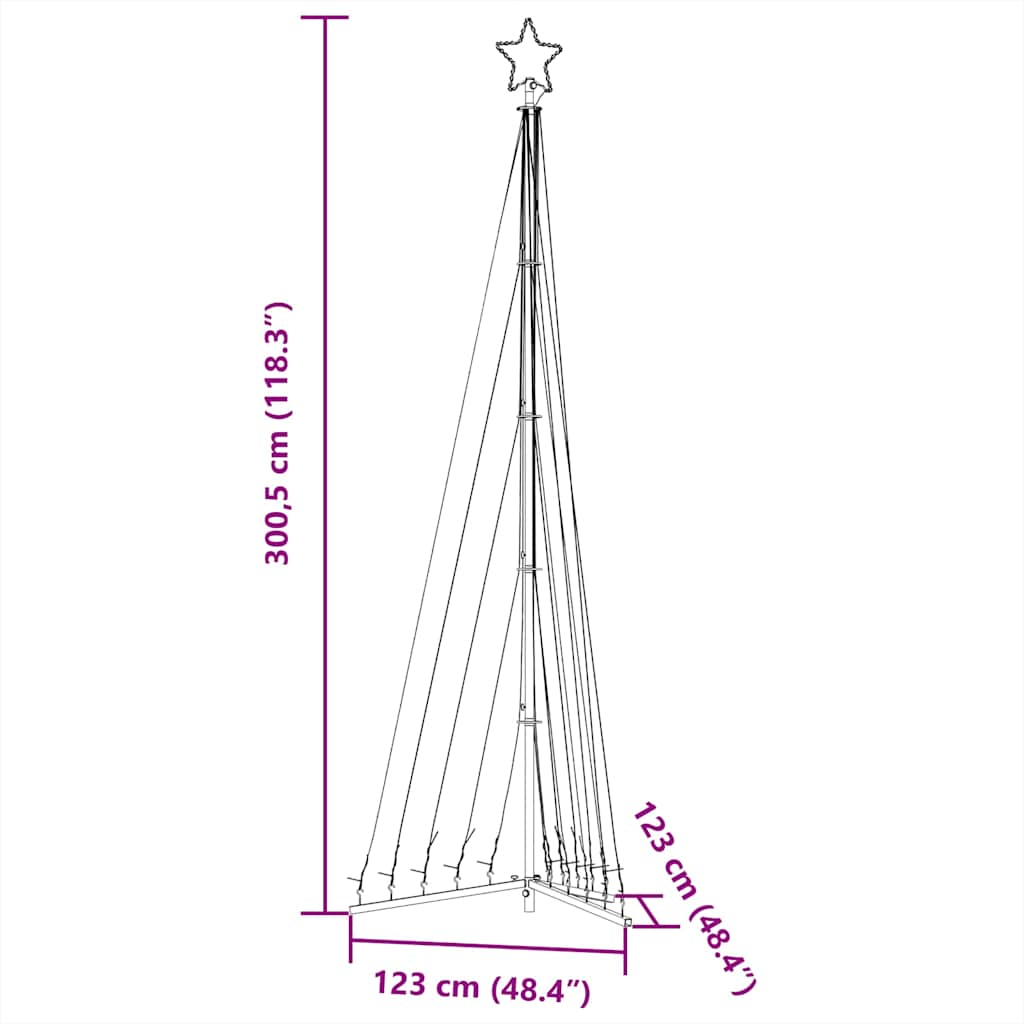 vidaXL Luces para árbol de Navidad 495 LEDs de colores 300,5 cm