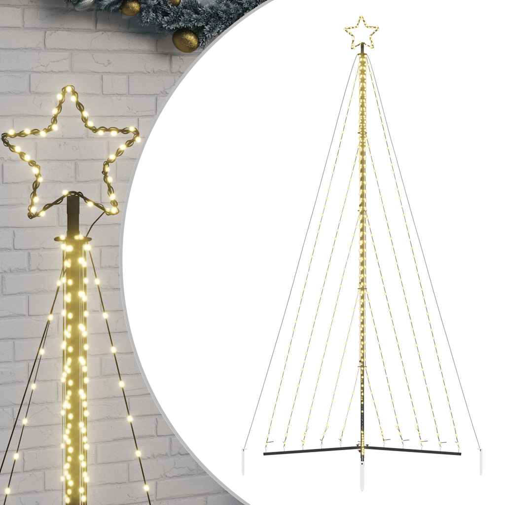 vidaXL Luces para árbol de Navidad 570 LEDs blanco cálido 399 cm