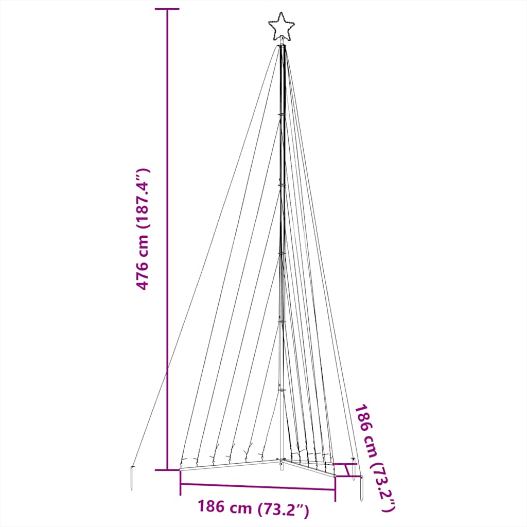 vidaXL Luces para árbol de Navidad 789 LEDs blanco cálido 476 cm