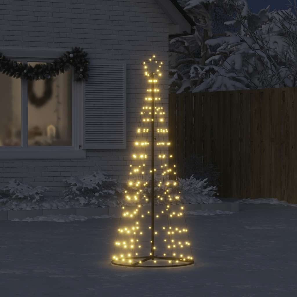 vidaXL Árbol de Navidad cono de luz 200 LEDs blanco cálido 182 cm