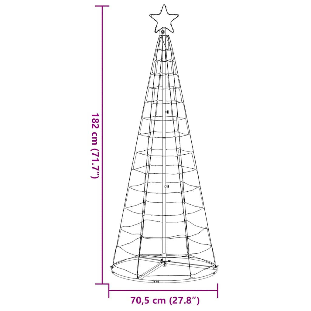 vidaXL Árbol de Navidad cono de luz 200 LEDs blanco cálido 182 cm