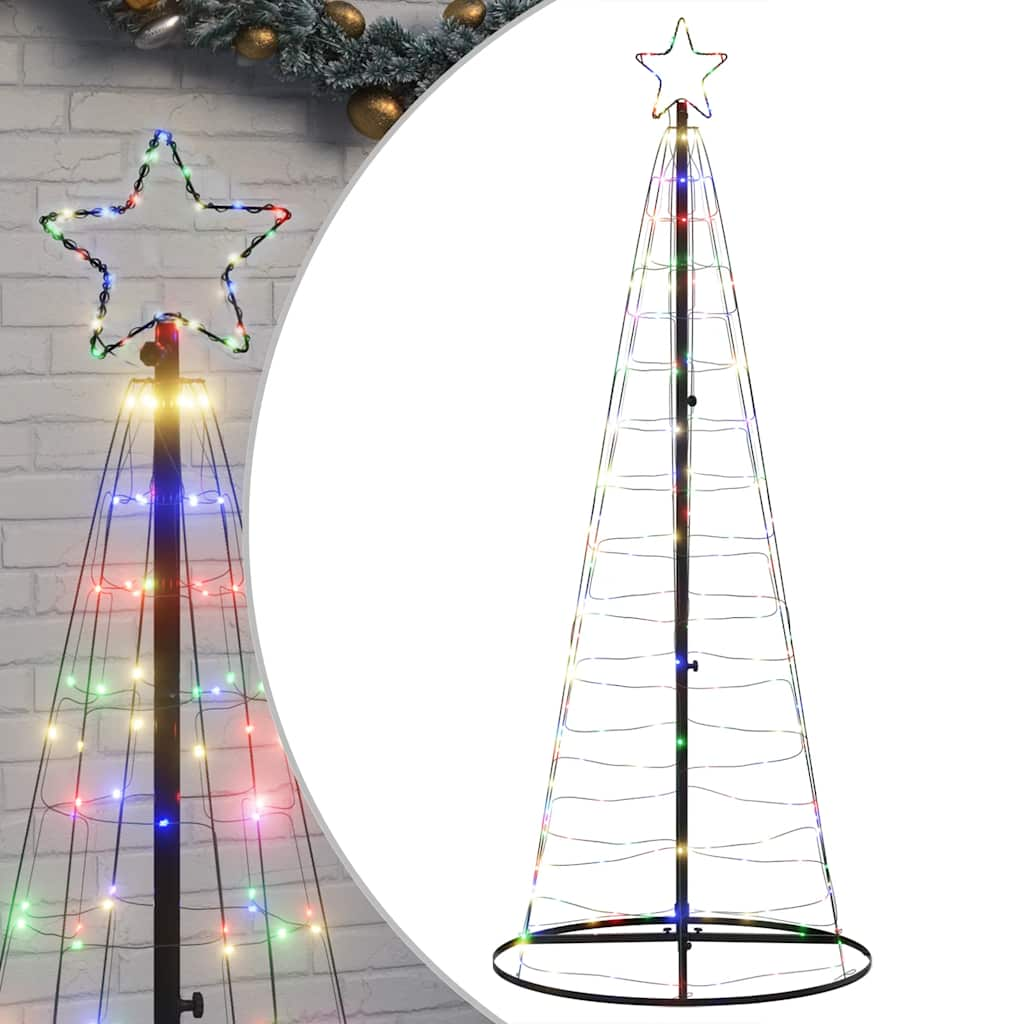 vidaXL Árbol de Navidad cono de luz 200 LEDs de colores 182 cm