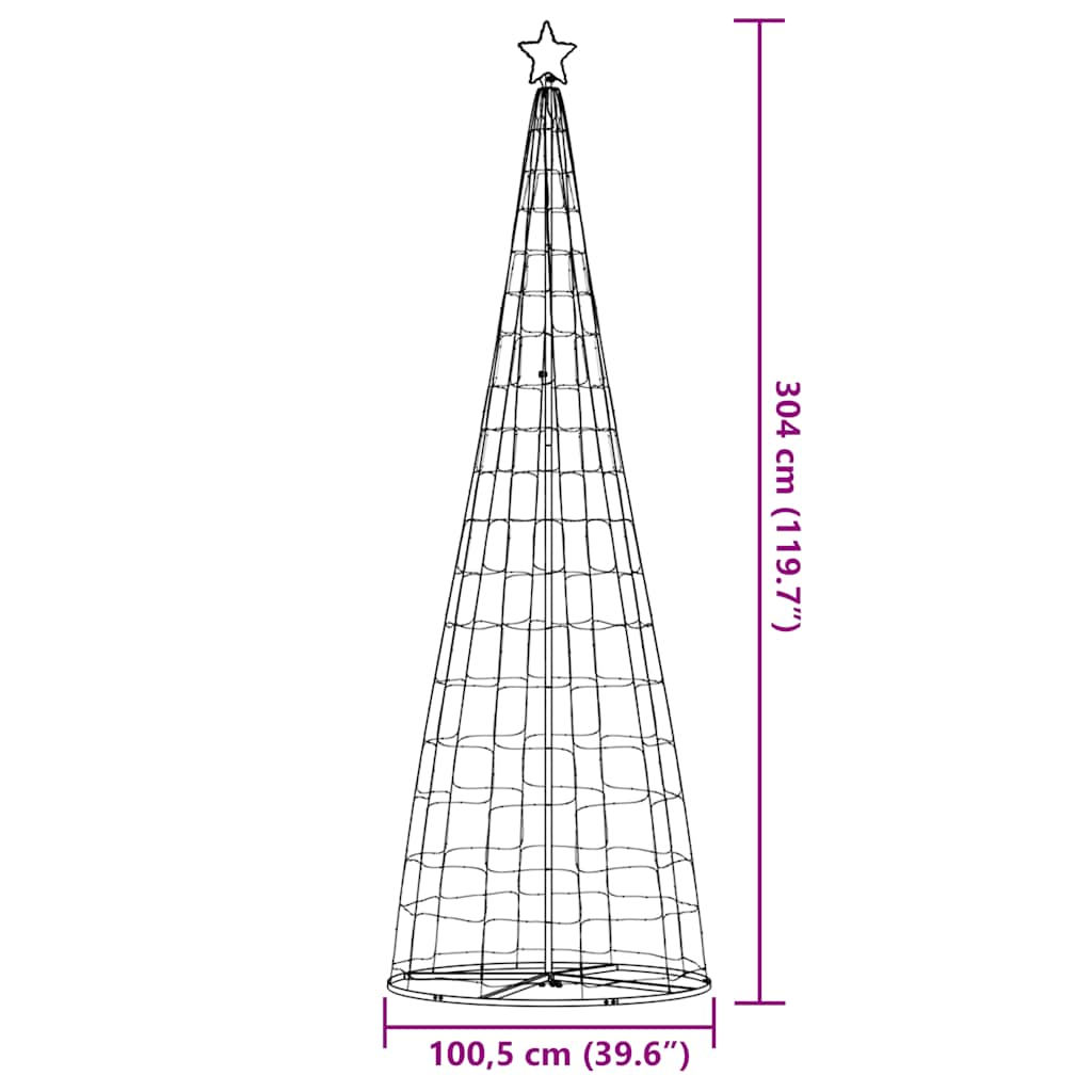 vidaXL Árbol de Navidad cono de luz 550 LEDs blanco cálido 304 cm