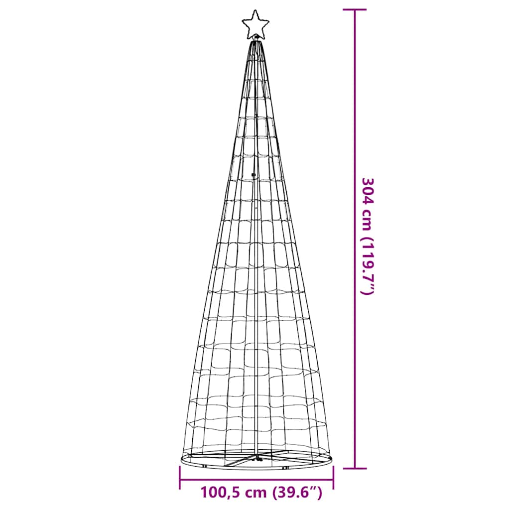 vidaXL Árbol de Navidad cono de luz 550 LEDs de colores 304 cm