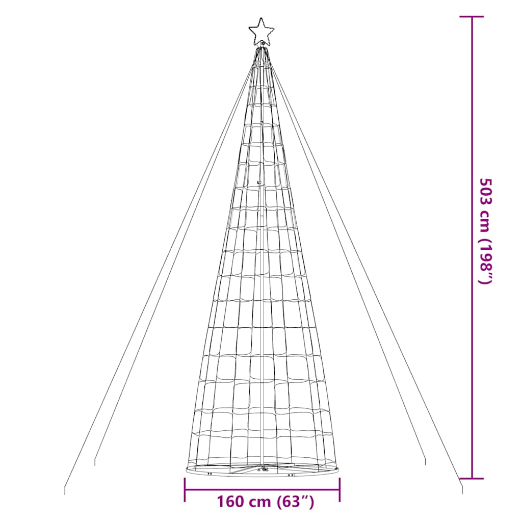 vidaXL Árbol de Navidad cono de luz 1534 LEDs blanco cálido 503 cm