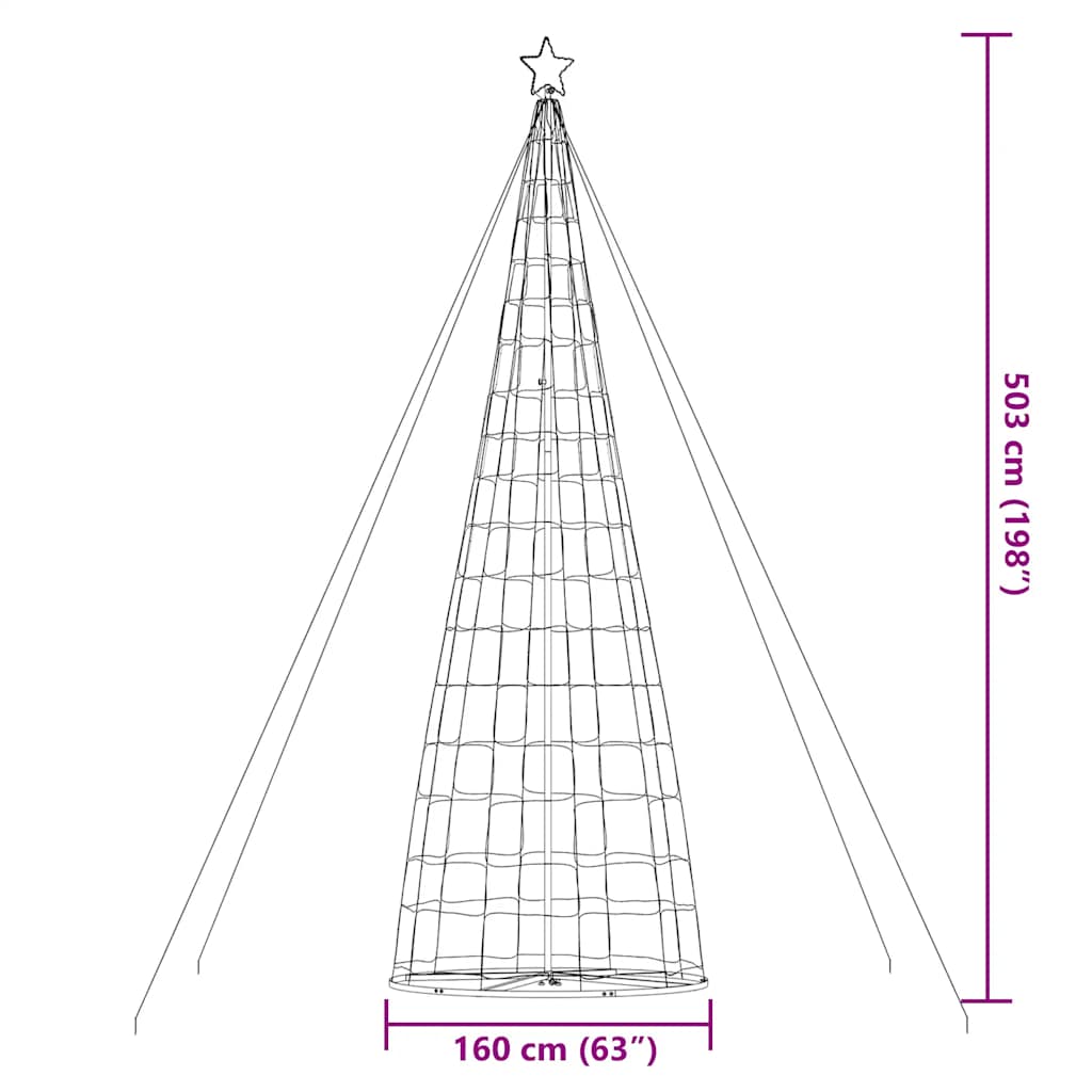 vidaXL Árbol de Navidad cono de luz 1534 LEDs blanco frío 503 cm