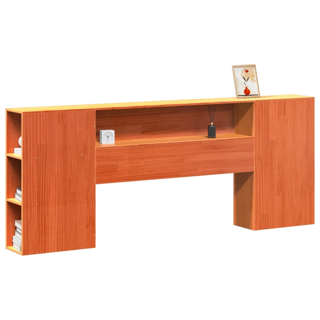 vidaXL Cabecero de cama almacenaje madera maciza pino marrón 200 cm