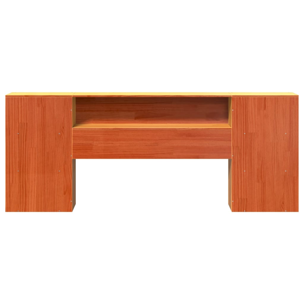 vidaXL Cabecero de cama almacenaje madera maciza pino marrón 200 cm