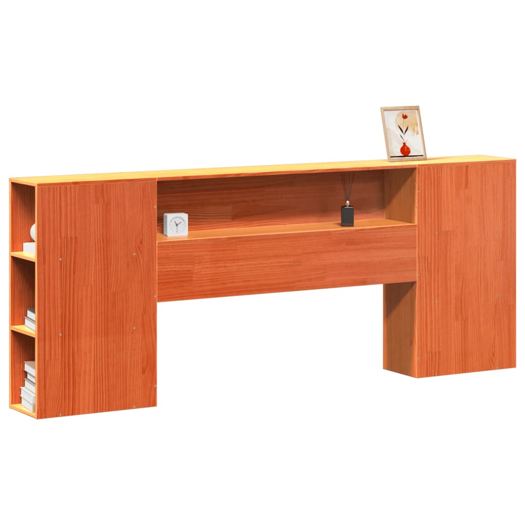 vidaXL Cabecero de cama almacenaje madera maciza pino marrón 180 cm