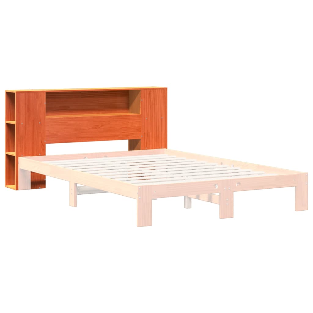 vidaXL Cabecero de cama almacenaje madera maciza pino marrón 160 cm