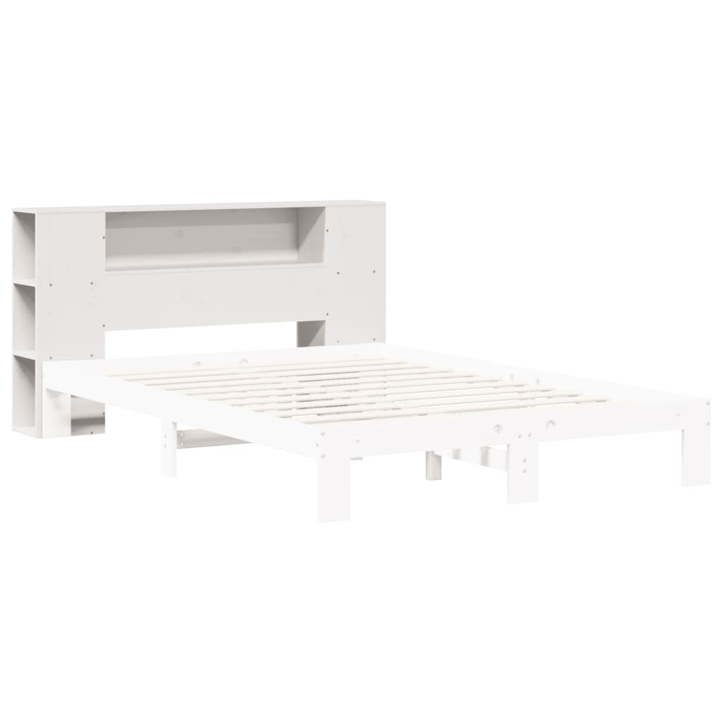 vidaXL Cabecero de cama almacenaje madera maciza pino blanco 135 cm