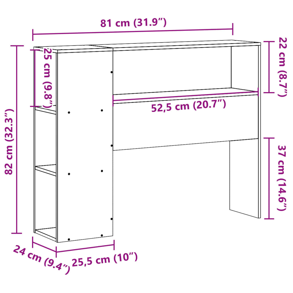 vidaXL Cabecero de cama almacenaje madera maciza pino marrón 75 cm