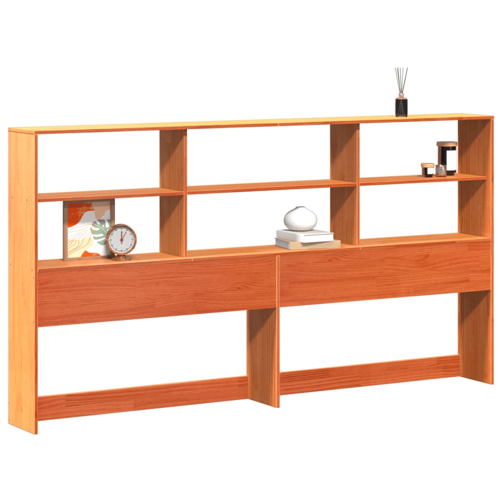 vidaXL Cabecero de cama almacenaje madera maciza pino marrón 200 cm