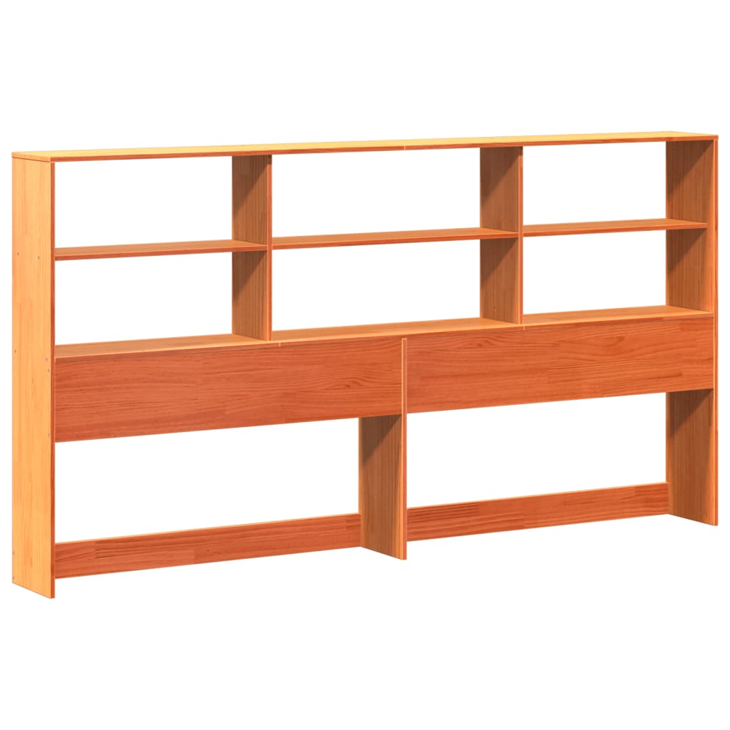 vidaXL Cabecero de cama almacenaje madera maciza pino marrón 200 cm