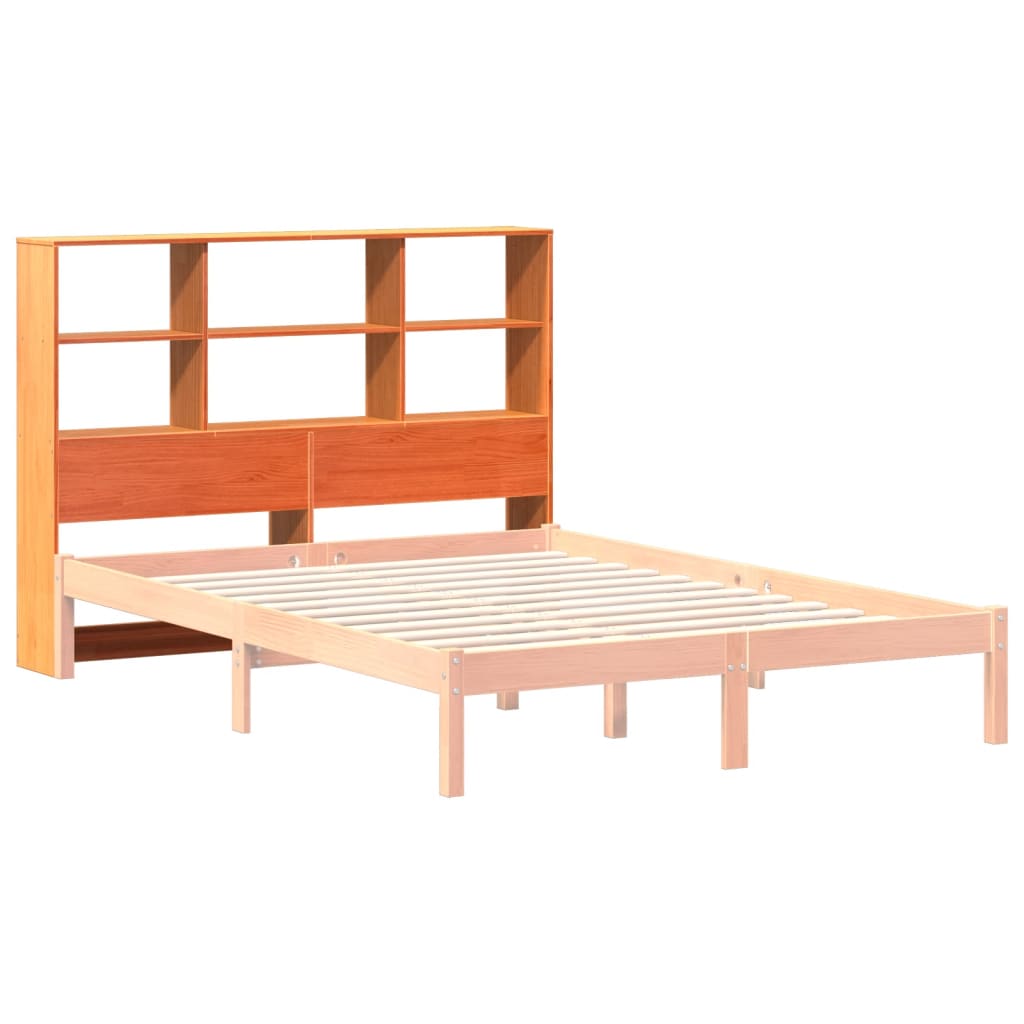 vidaXL Cabecero de cama almacenaje madera maciza pino marrón 160 cm