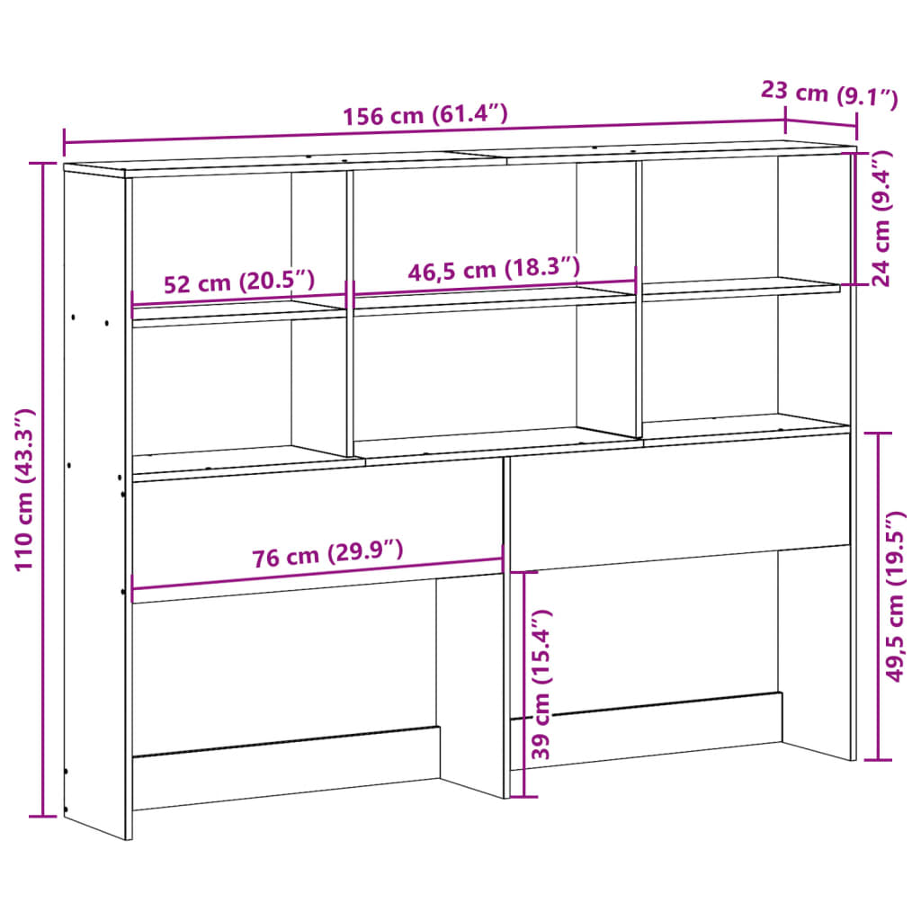 vidaXL Cabecero de cama con almacenaje madera maciza de pino 150 cm