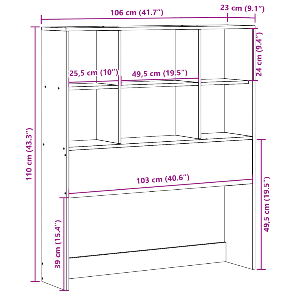 vidaXL Cabecero de cama con almacenaje madera maciza de pino 100 cm