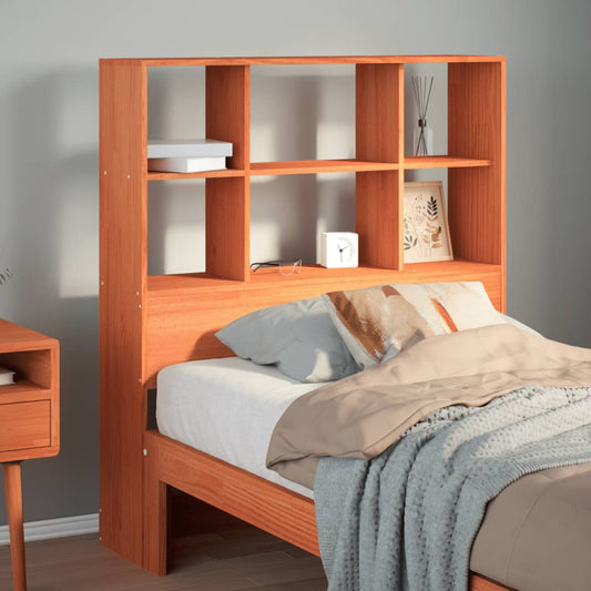 vidaXL Cabecero de cama almacenaje madera maciza pino marrón 100 cm