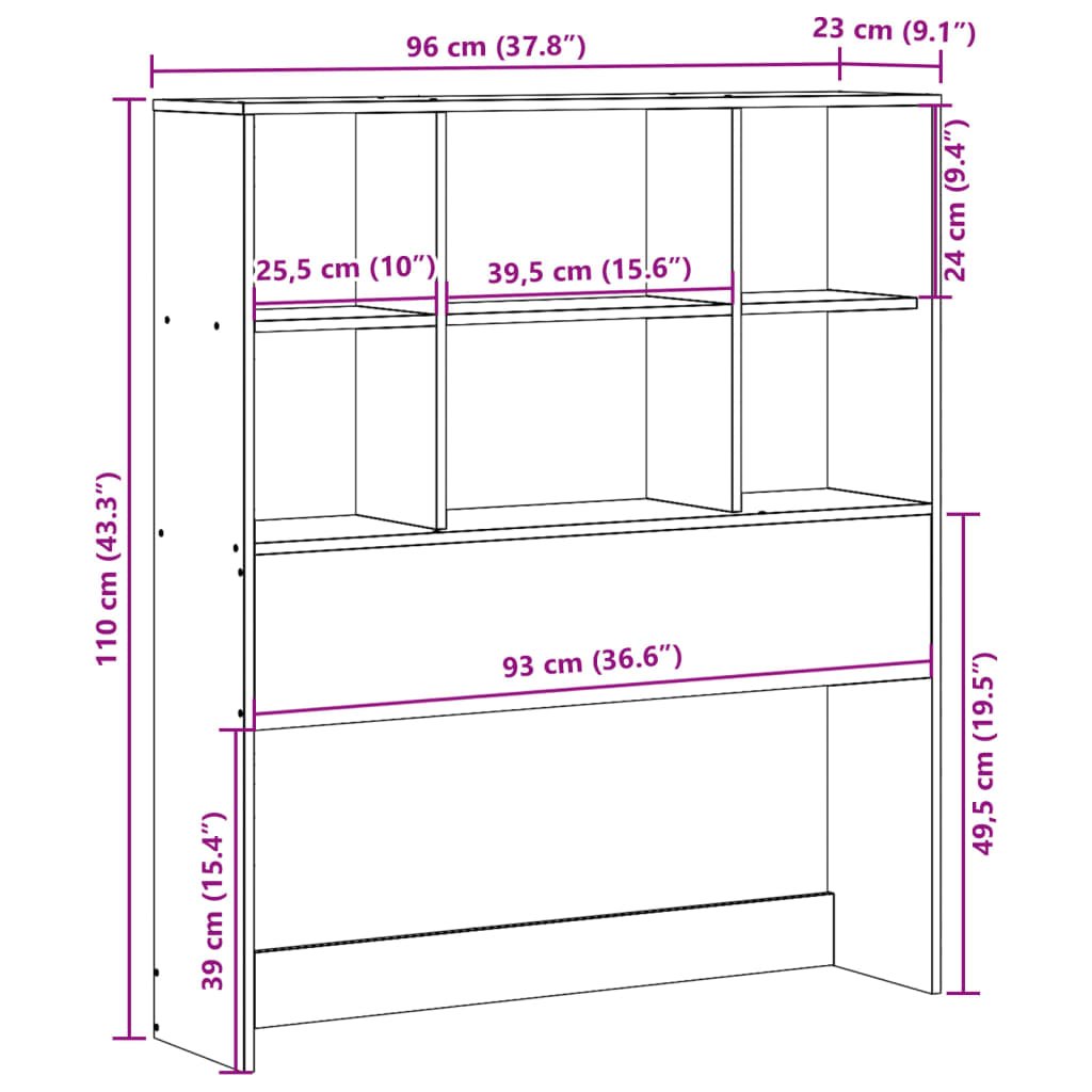 vidaXL Cabecero de cama almacenaje madera maciza pino marrón 90 cm