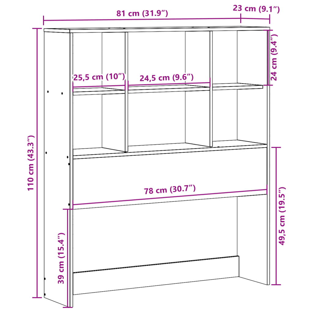 vidaXL Cabecero de cama almacenaje madera maciza pino blanco 75 cm