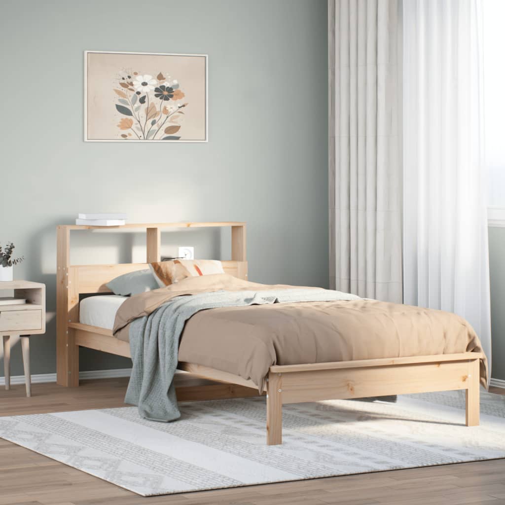 vidaXL Cama con estantería sin colchón madera maciza de pino 100x200cm