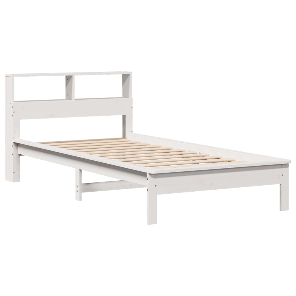 vidaXL Cama con estantería sin colchón madera maciza blanca 100x200 cm