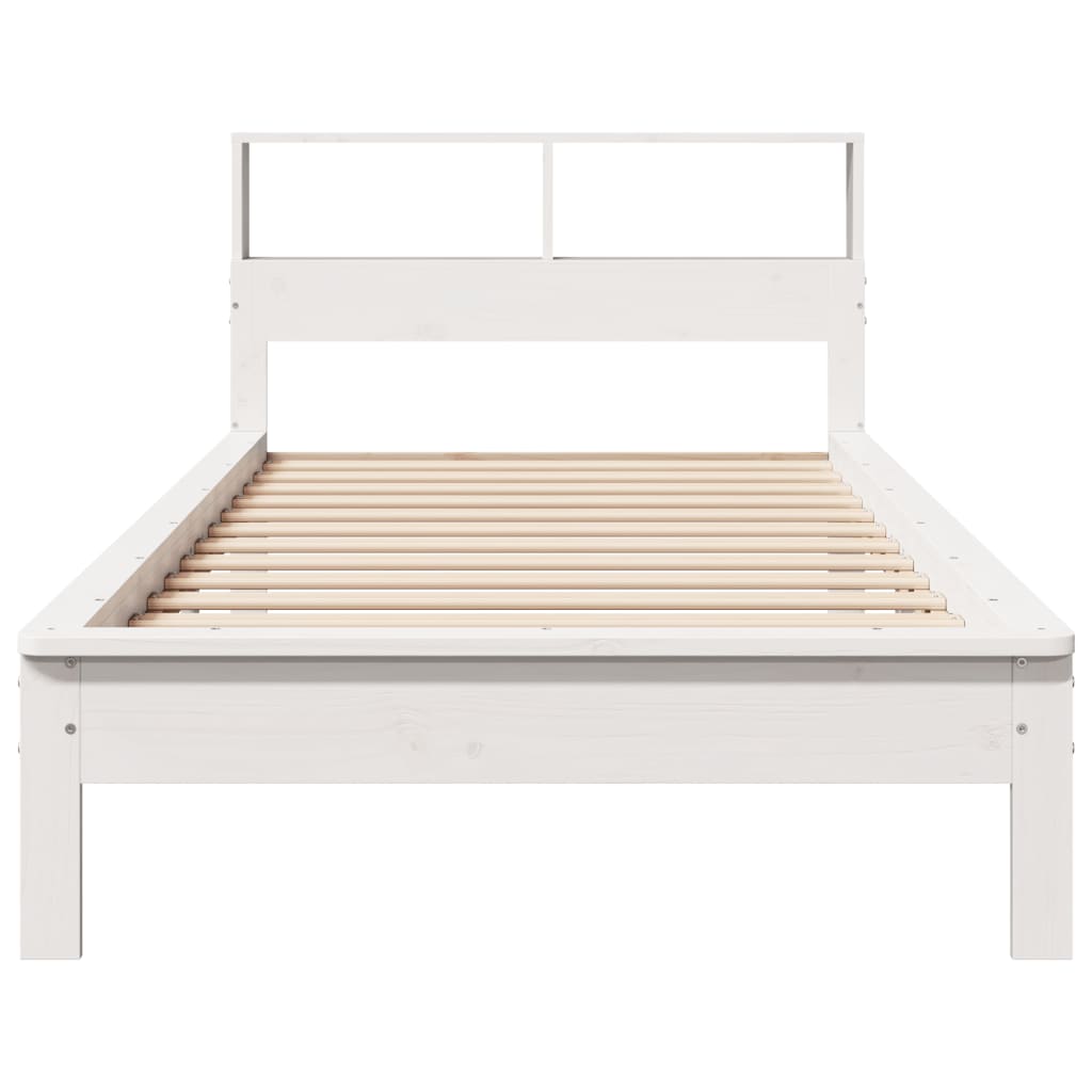 vidaXL Cama con estantería sin colchón madera maciza blanca 100x200 cm