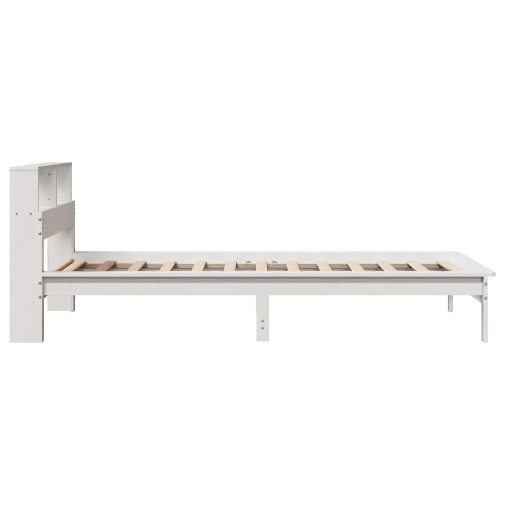 vidaXL Cama con estantería sin colchón madera maciza blanca 100x200 cm