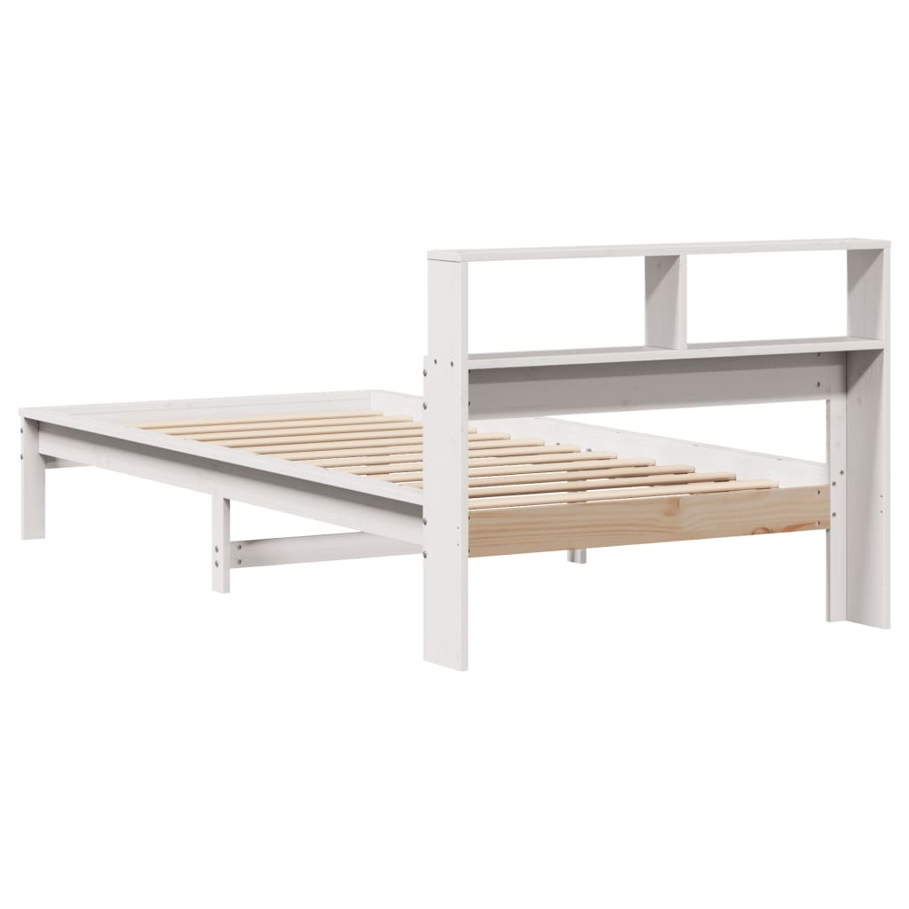 vidaXL Cama con estantería sin colchón madera maciza blanca 100x200 cm