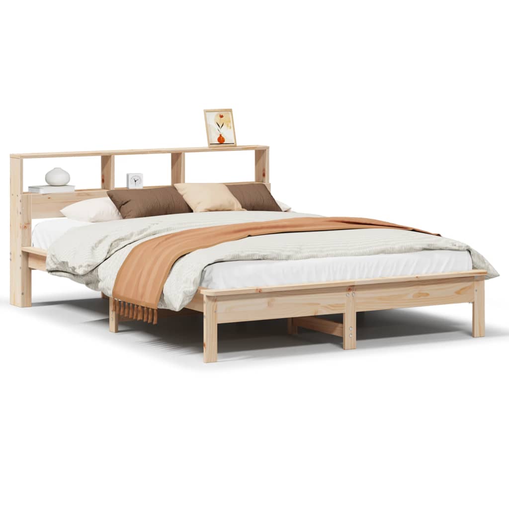 vidaXL Cama con estantería sin colchón madera maciza de pino 120x190cm