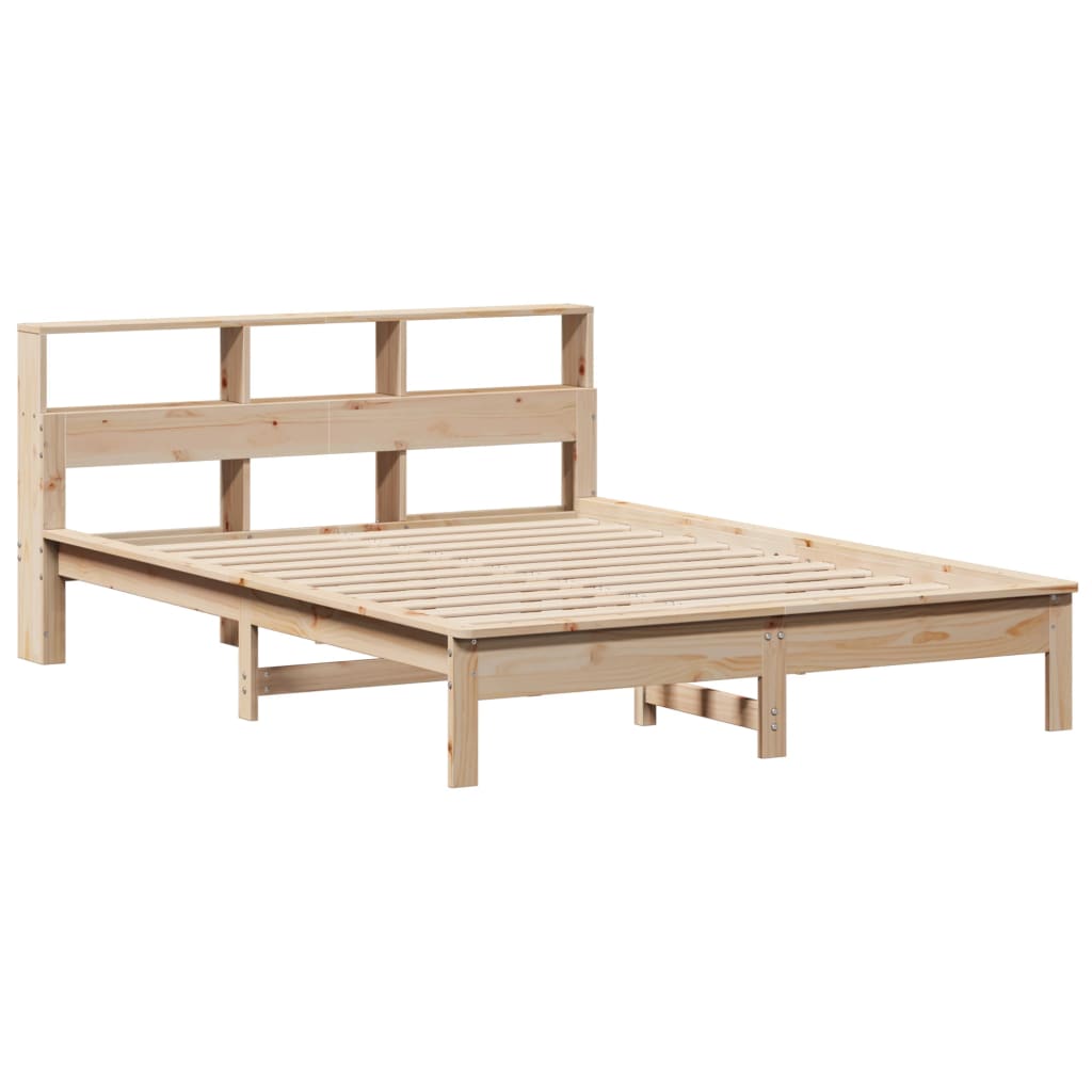 vidaXL Cama con estantería sin colchón madera maciza de pino 120x190cm