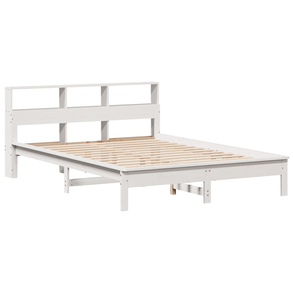 vidaXL Cama con estantería sin colchón madera maciza blanca 120x190 cm