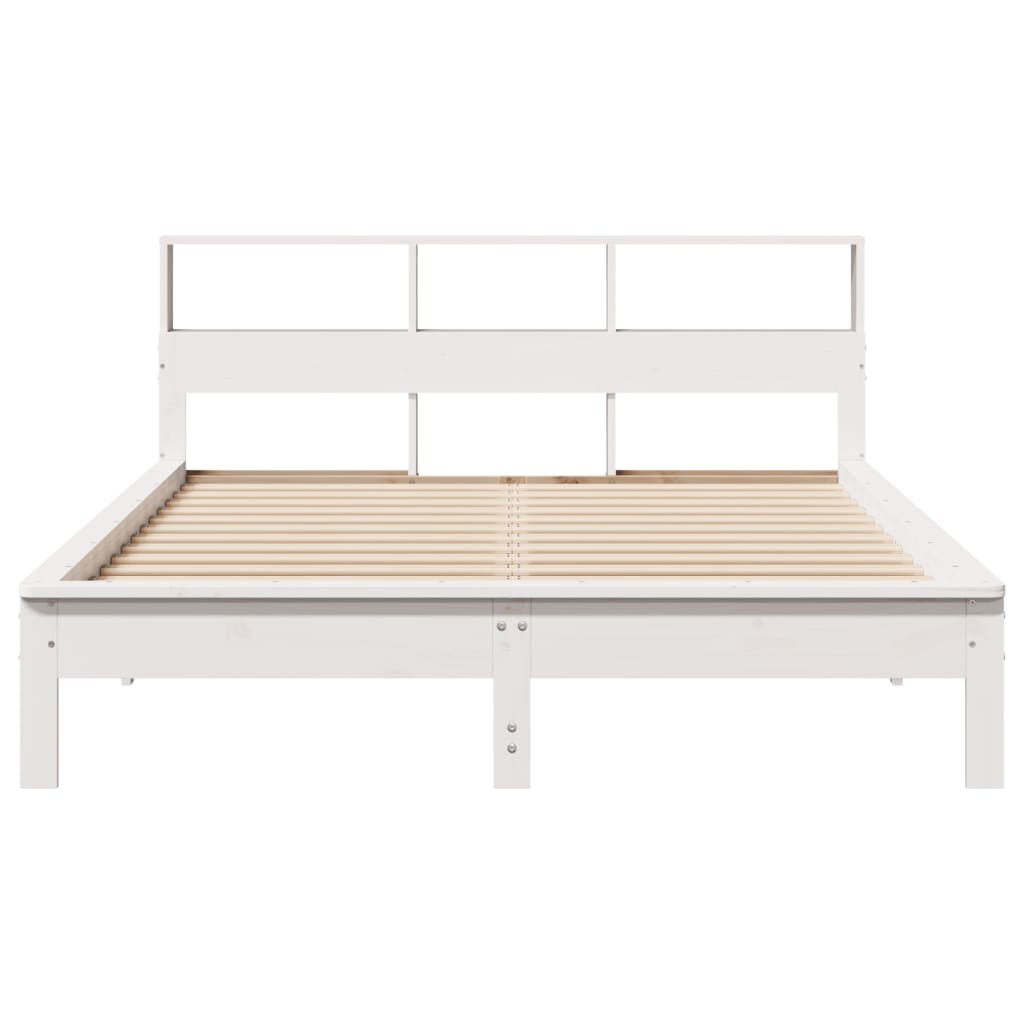 vidaXL Cama con estantería sin colchón madera maciza blanca 120x190 cm