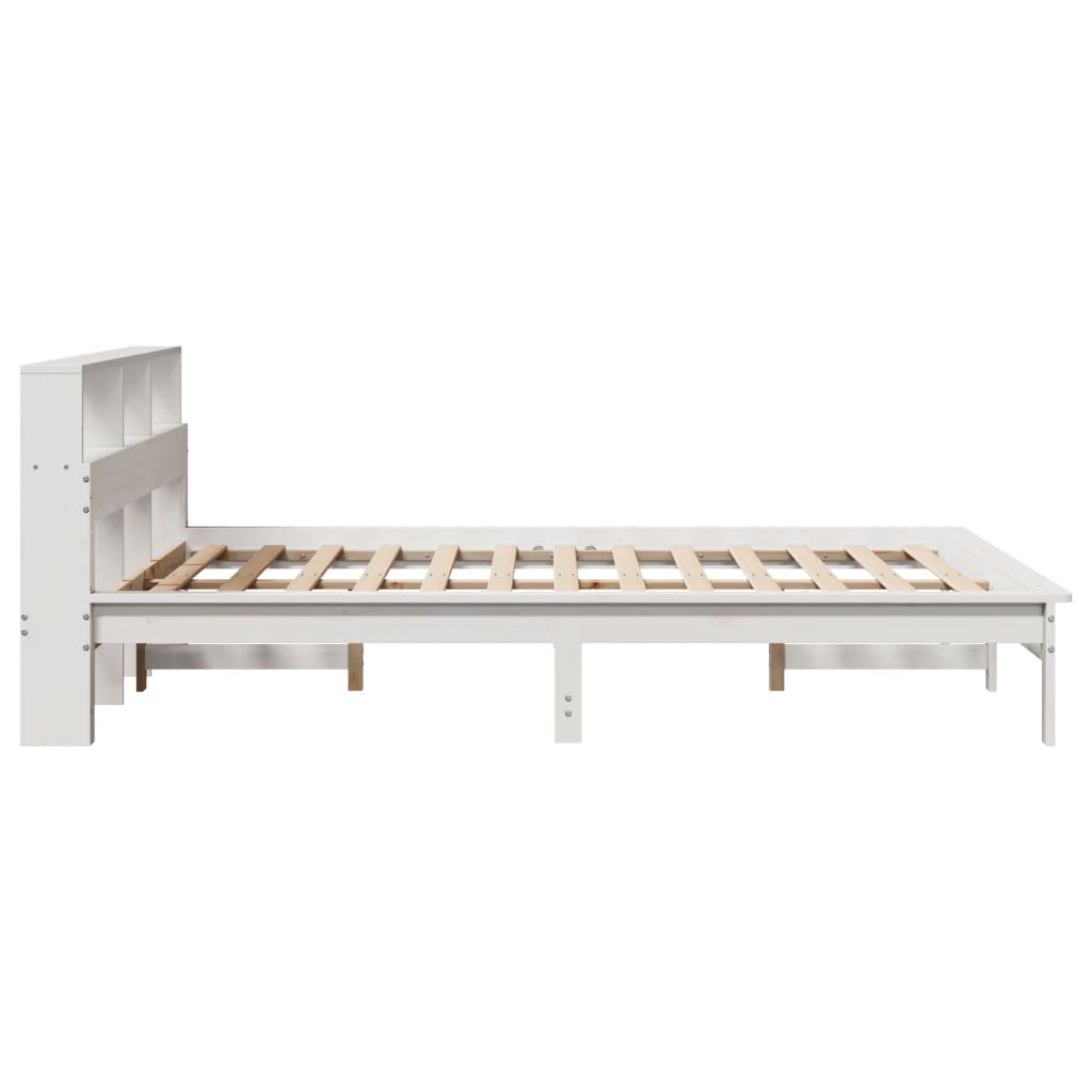 vidaXL Cama con estantería sin colchón madera maciza blanca 120x190 cm