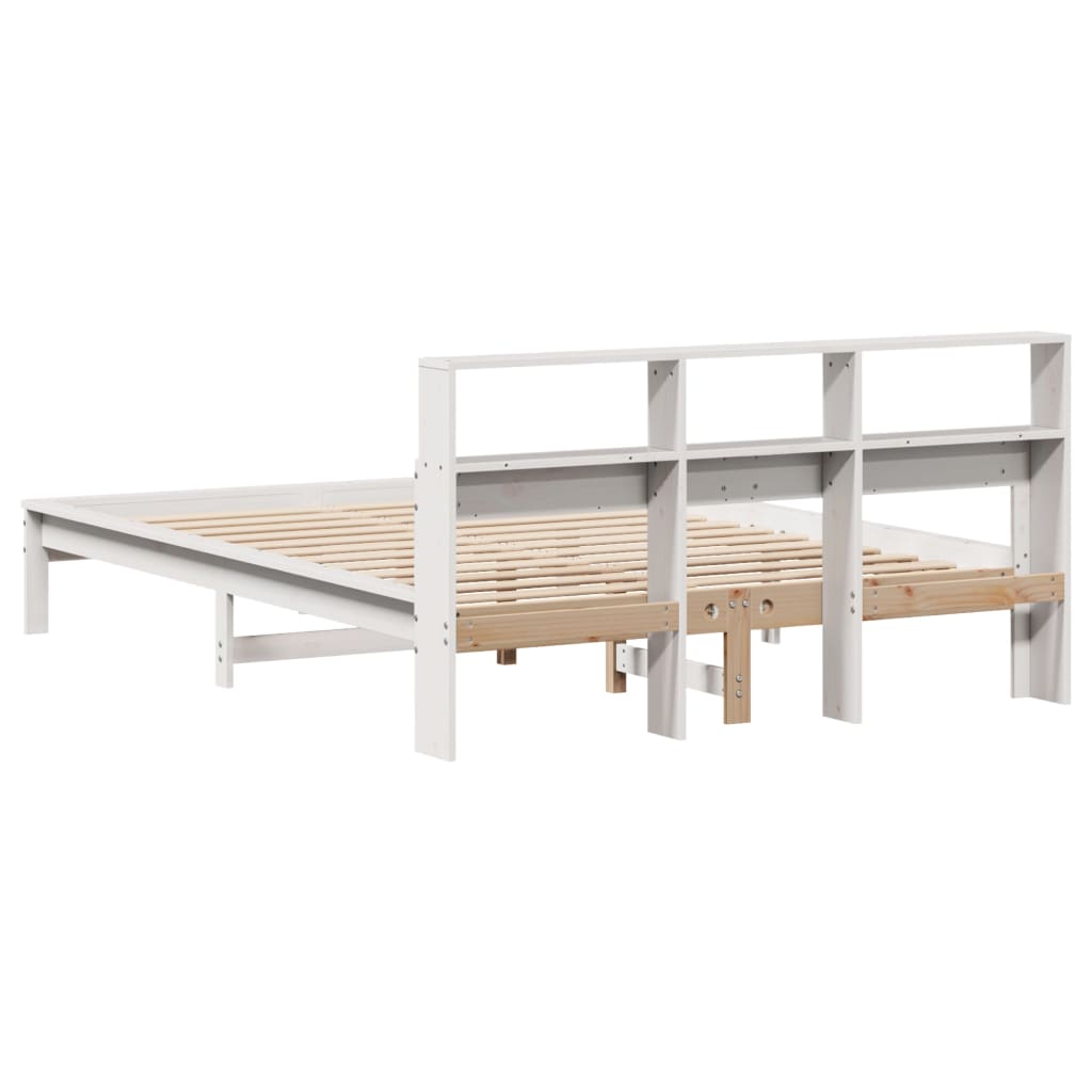 vidaXL Cama con estantería sin colchón madera maciza blanca 120x190 cm