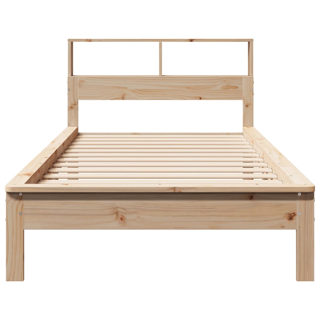 vidaXL Cama con estantería sin colchón madera maciza de pino 75x190 cm