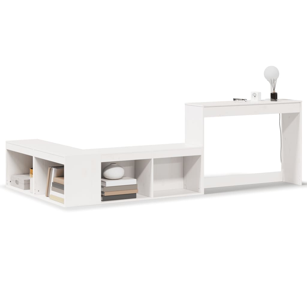 vidaXL Mueble con escritorio madera maciza pino blanco 232x122x75 cm