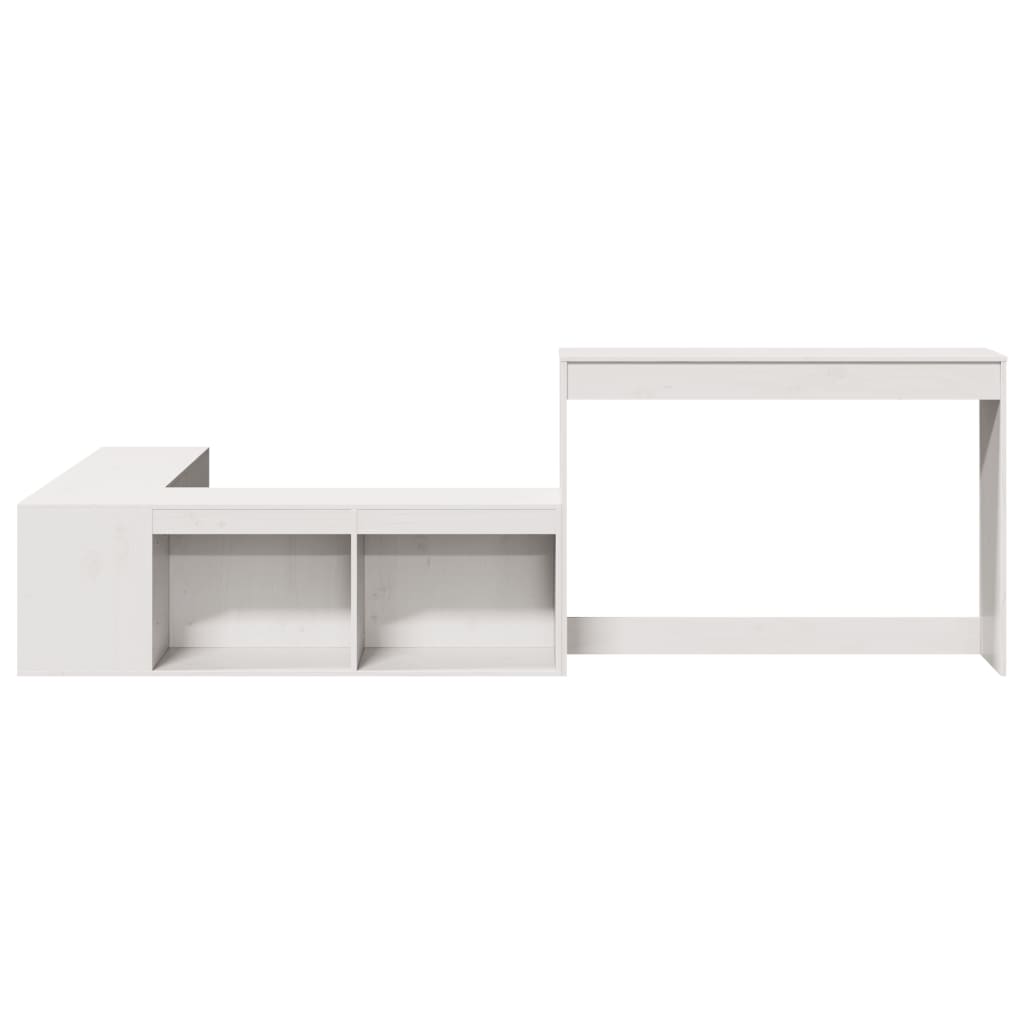 vidaXL Mueble con escritorio madera maciza pino blanco 232x122x75 cm