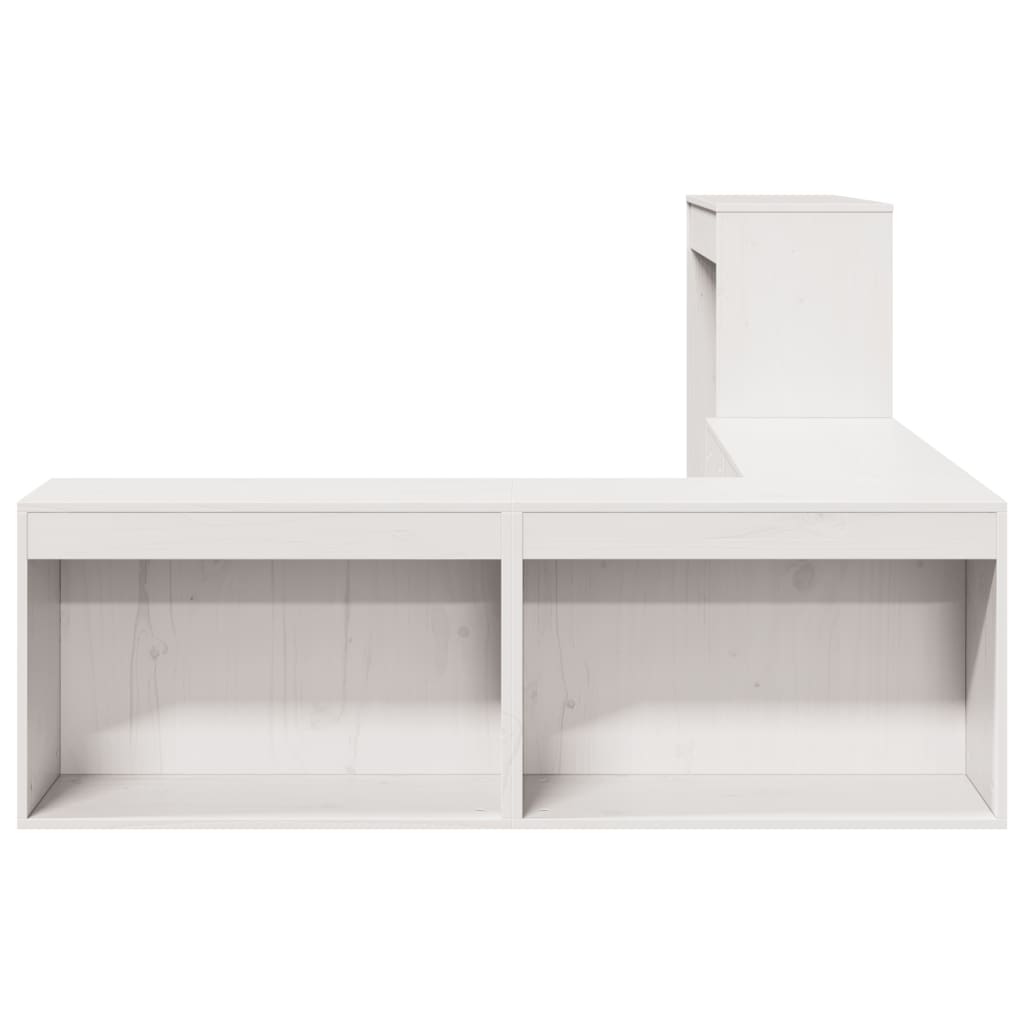 vidaXL Mueble con escritorio madera maciza pino blanco 232x122x75 cm