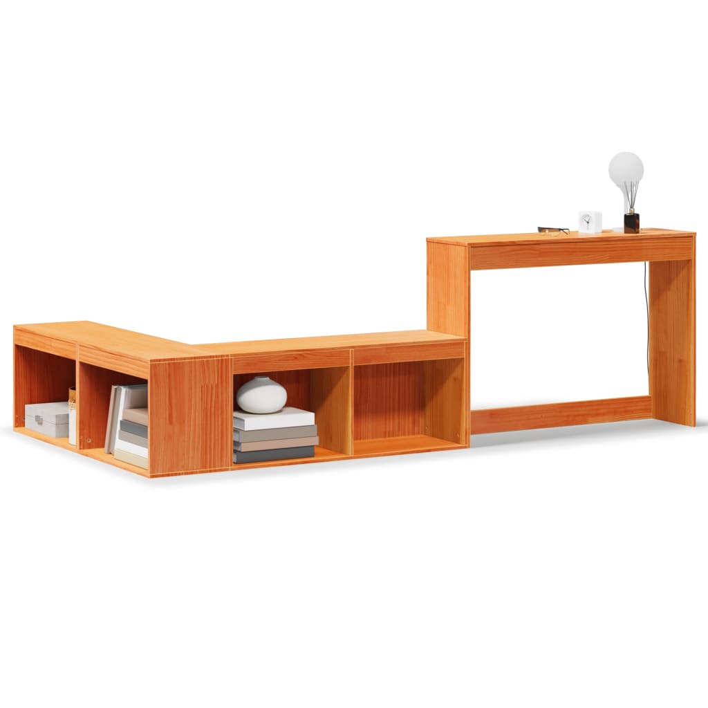 vidaXL Mueble con escritorio madera maciza pino marrón 232x122x75 cm