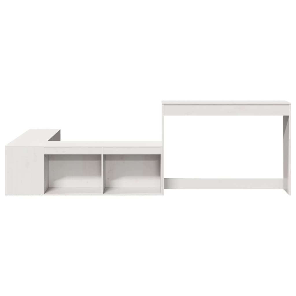 vidaXL Mueble con escritorio madera maciza pino blanco 232x112x75 cm