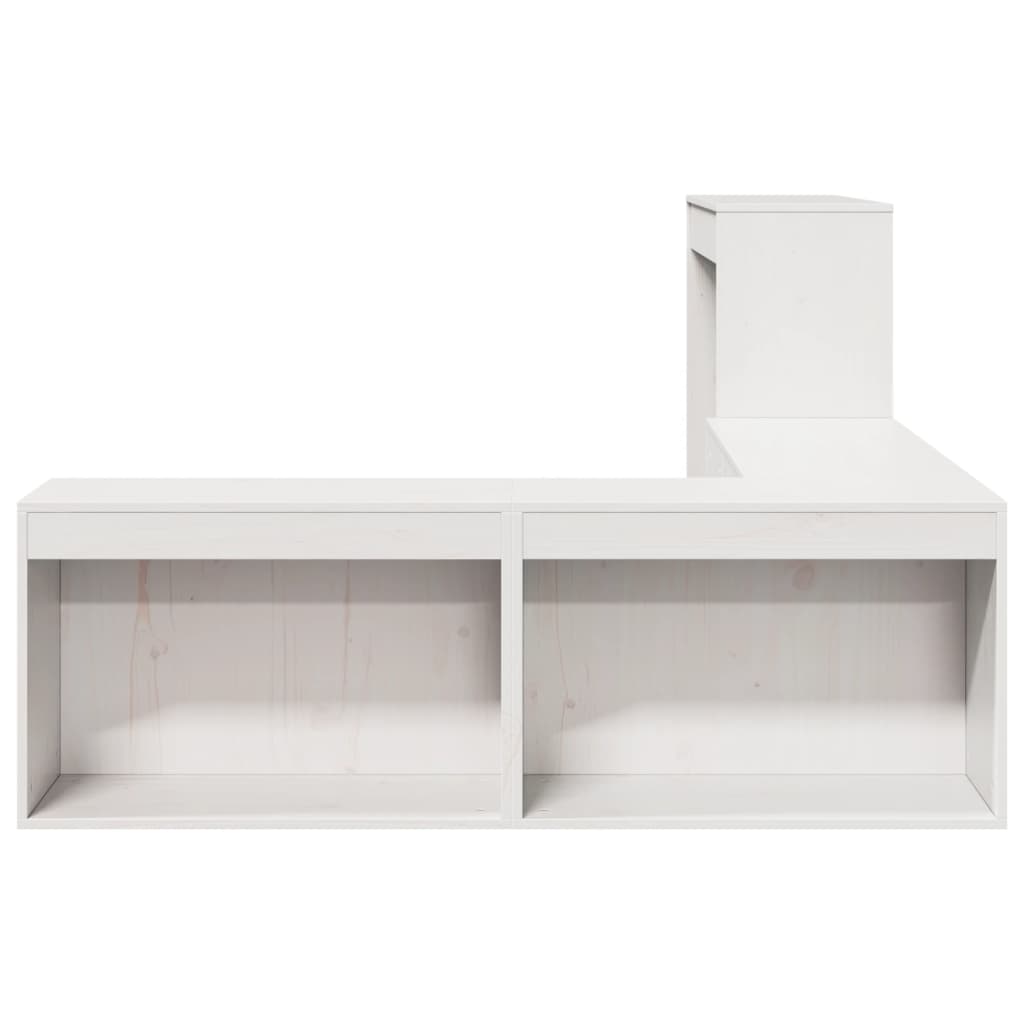 vidaXL Mueble con escritorio madera maciza pino blanco 232x112x75 cm