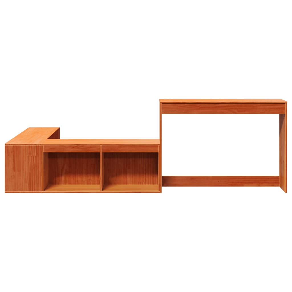 vidaXL Mueble con escritorio madera maciza pino marrón 232x112x75 cm