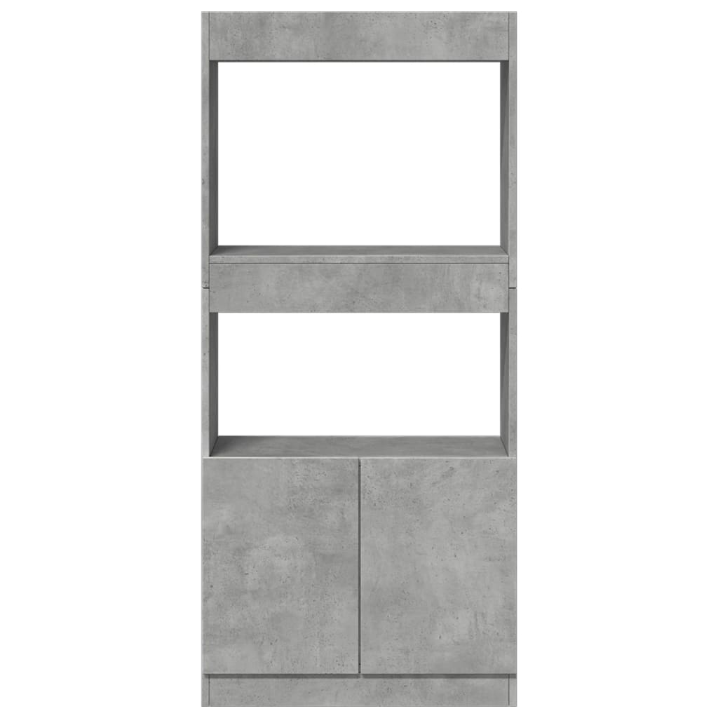 vidaXL Aparador de madera de ingeniería gris hormigón 63x33x140 cm