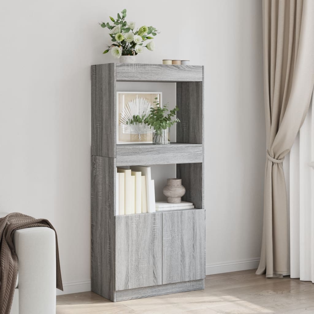 vidaXL Aparador de madera de ingeniería gris Sonoma 63x33x140 cm