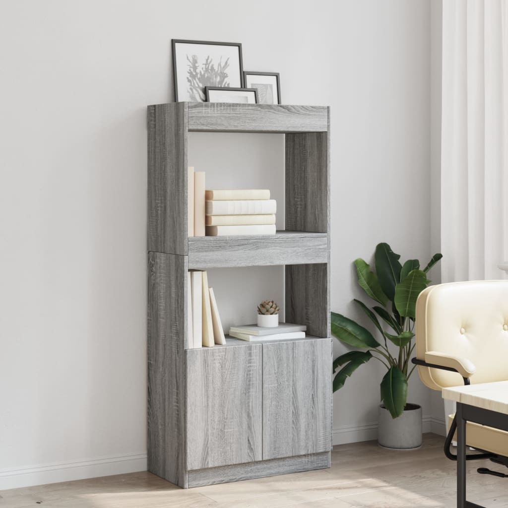 vidaXL Aparador de madera de ingeniería gris Sonoma 63x33x140 cm